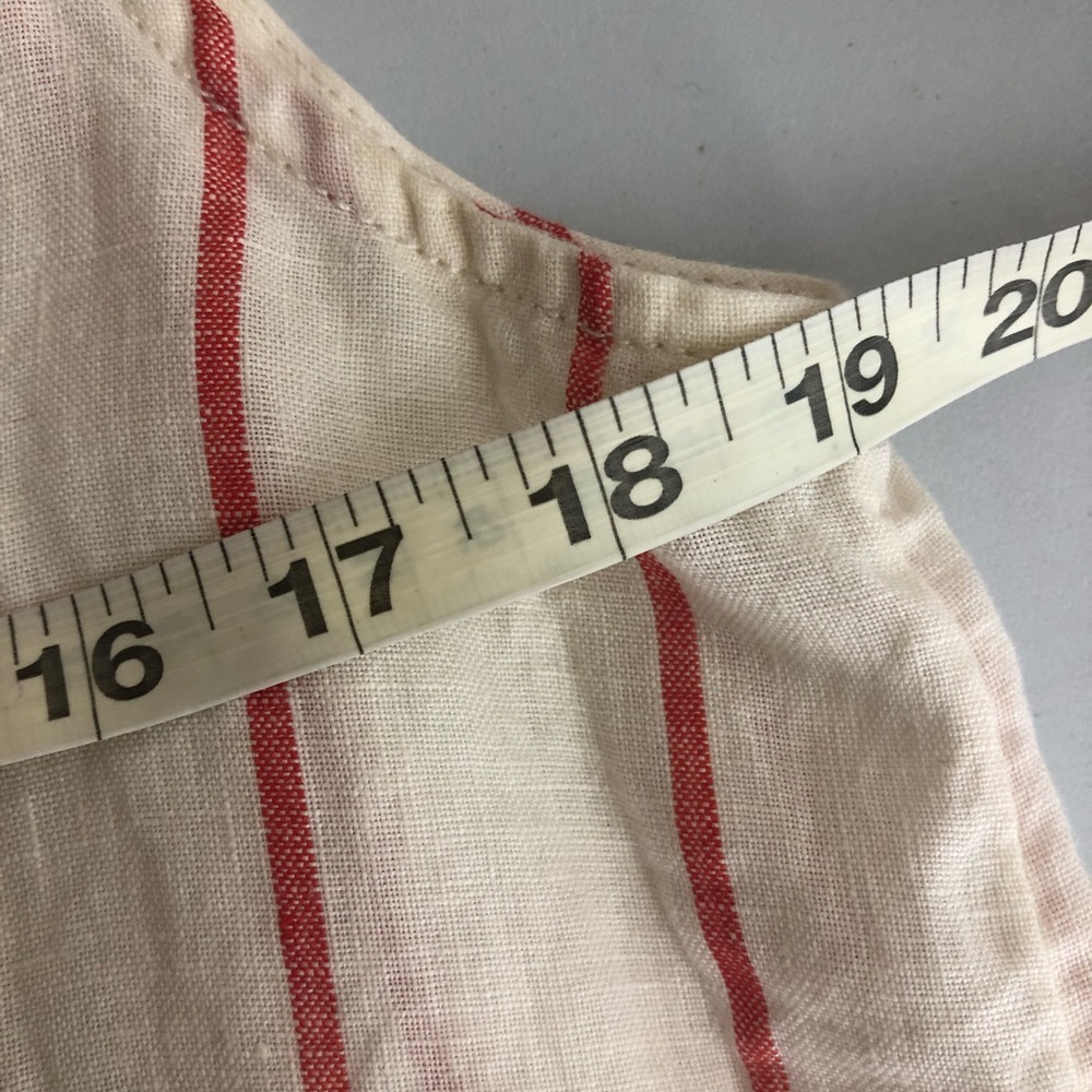 C&C Linen Striped Top Button Down Sleeveless Beig… - image 5